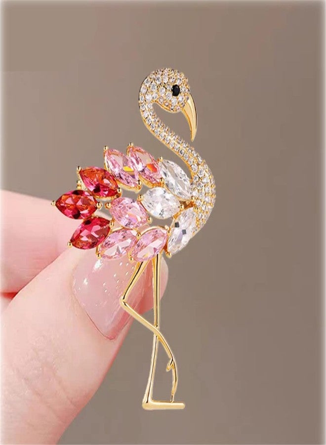 Much Hotter Flamingos Wild Animal Brooch Lapel Pin Women's Rhinestone Crystal Graceful Enamel Bird Brooch Brooch Pin for Women Girls Fashion Dress Hat Bag Suit Tie Wedding Accessories Jewelry Gift for Women Girls - Image 2